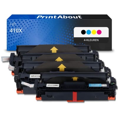 PrintAbout huismerk Toner 410X (CF410X) 4-kleuren Multipack Hoge capaciteit Geschikt voor HP