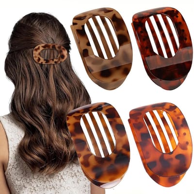 Haarclips voor dames – Platte klauwclips om mee te liggen – Antislip haarspelden voor dik en dun haar – Grote stevige klemmen voor kapsels – Lichtgewicht en stijlvol – Luipaardprint en rood