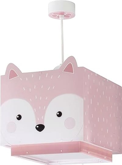 Plafondlamp Kinderkamer - Dierenlamp Vos - Kamer Sfeervol Maken - Dubbel Transparant Scherm - Vierkante Vorm - Roze