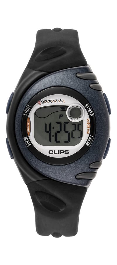 Clips 539-1002-94 Horloge - Rubber - Zwart - Ø 38.5 mm