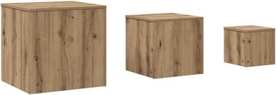 Bijzettafels Set - Kleine tafels - Woonkamer Inrichten - Drie Maten - 45 cm Hoog - Houtkleur