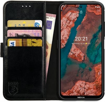 Rosso Element Book Case Wallet Hoesje Geschikt voor Nokia X20 / X10 | Portemonnee | 3 Pasjes | Magneetsluiting | Stand Functie | Zwart