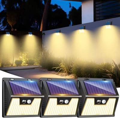 Set van 3 Zonnelampen voor Buiten met Bewegingssensor - IP65 Waterdicht, 176 LEDs, 3 Modi - Perfect voor Tuin en Garage