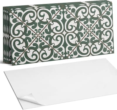 Coloray Plaktegels - Patroon met plantenmotieven Wandtegel Zelfklevend - 60 cm x 30 cm - Groente Plaktegels - 6 stuks - Rechthoek PVC Tegels - Plaktegels Keuken - Zelfklevende Vloertegels Badkamer - Vinyltegels Vloer Zelfklevend - Portugese Tegels