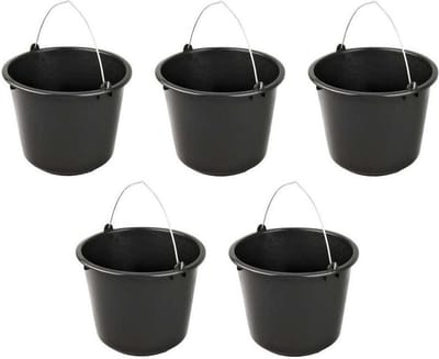 Synx Tools Emmer 5x Bouwemmer 12L Voordeelpakking XXL Zwart - huishoudemmer - Bouwemmers/Bouwartikelen - Huishoudemmers - Schoonmaakemmers - Klusemmer - Schoonmaak emmer