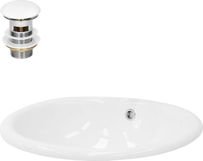 Wastafel incl. afvoergarnituur wit met overloop 49x40,5x19,5 cm wit keramiek LuxeBath