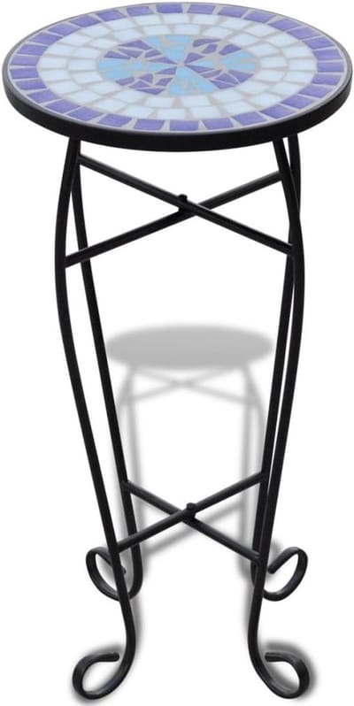 Mozaïek bijzettafel - Bloemenstandaard tafel - Decoratief meubelstuk - Keramische tegelblad - Ø 30 x H 60 cm