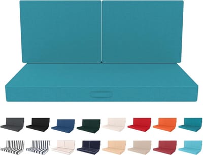 Tuinbank Kussen Set - Buitenbank Kussens - Zitcomfort Buiten - Waterproof & UV Bestendig - 117x61cm - Turquoise