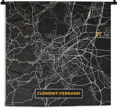 Wandkleed - Wanddoek - Clemont-Ferrand – Plattegrond – Frankrijk – Kaart – Stadskaart - 180x180 cm - Wandtapijt