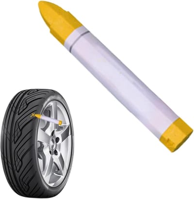 Bandenverfpen - Tire marker pen - Banden decoreren - Ergonomisch ontwerp - 10 x 1.3 cm - Geel