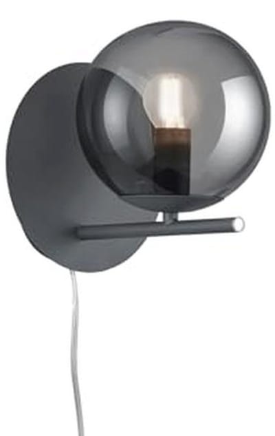 Wandlamp met Rookglas en Antraciet Metaal
