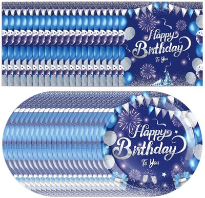 Dailygoods- Weefsels 20 Stuks - Blauwe Servetten - Feestbestek - Verjaardag - Eettafelaccessoires - Papiermateriaal 16,5x16,5 cm