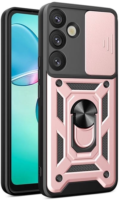 Coverup Hoesje - Geschikt voor Samsung Galaxy A57 Hoesje - Coverup Armor Ring Kickstand Back Cover met Camera Shield - Rose Gold