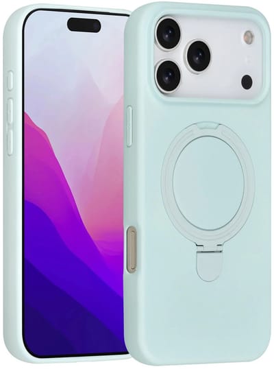 Backcover Hoesje Geschikt voor: iPhone 17 Pro Max Volledig Dekkende Schokbestendige Siliconen Backcover met Ringstandaard – 360° Bescherming - Mint Green