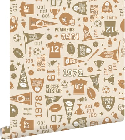 ESTAhome behang sportthema beige, rood en blauw - 50 x 900 cm - 131944