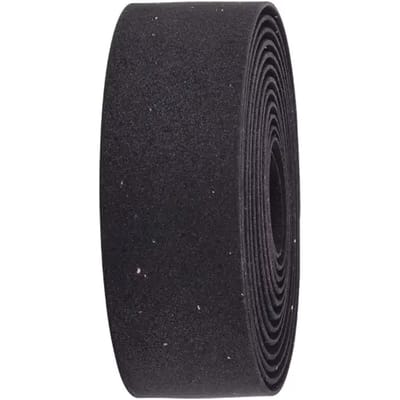 BBB Cycling Stuurlint Racefiets - Zelfklevend Stuurtape met Stretch Materiaal - Antislip - Lengte: 200cm - Dikte: 2mm - Inclusief Stuurdoppen - Zwarte Kurk - RaceRibbon BHT-01