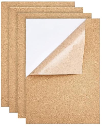 Dailygoods- Kurkplaten Zelfklevend - 4 Vellen - 28 x 40 cm - 1 mm Dikke Kurkmatten - Onderzetters/DIY Ambachten - Duurzaam Materiaal