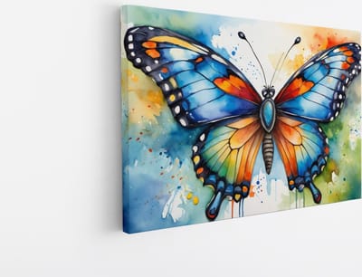 Saammp Canvas Schilderij - Vlinder olieverf - Abstract - 45x30 - Foto op canvas - Wanddecoratie - Muurdecoratie Kinderkamer - Slaapkamer decoratie - Canvas Print