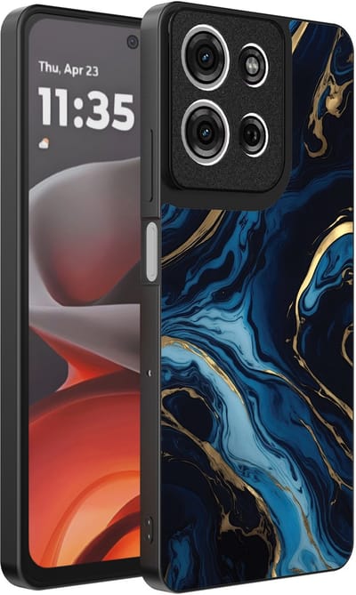 Smartphonica Telefoonhoesje Geschikt voor Motorola Moto G15 met marmer opdruk - TPU backcover case gold blue marble design - Goud Blauw geschikt voor Motorola Moto G15