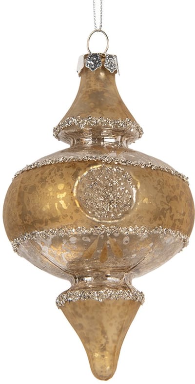 Clayre & Eef Kerstbal Overig Ø 7x13 cm Goudkleurig Glas Kerstballen