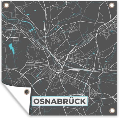 Tuin poster Stadskaart – Plattegrond – Duitsland – Blauw – Osnabrück – Kaart - 200x200 cm - Tuindoek