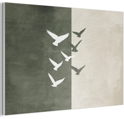 Akoestisch wandpaneel 60x40 cm - Vilt schilderij Japandi - Vogel - Groen - Akoestische panelen - Geluidsdempende wanddecoratie - Geluidsisolatie woonkamer - Muurdecoratie geluidspanelen