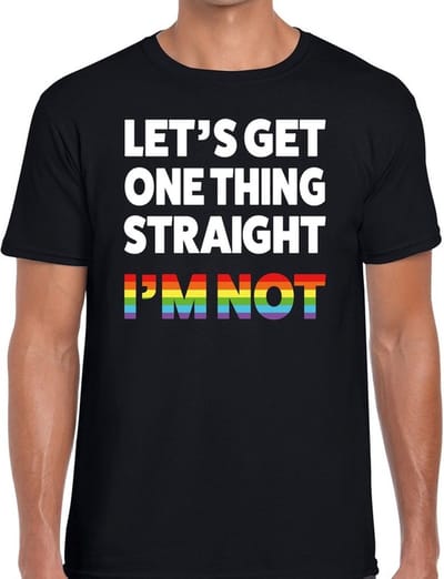 Lets get one thing straight i'm not t-shirt - gaypride regenboog t-shirt zwart voor heren - Gay pride S