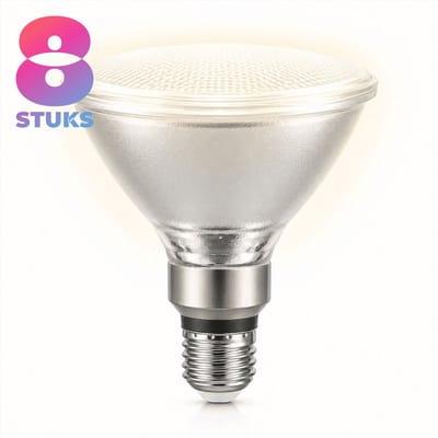 8x Reflector Halogeenlamp E27 - 80W - Warm Wit Licht (3000K) - 1000 lm - 2 jaar - Dimbaar - PAR38 - 38°