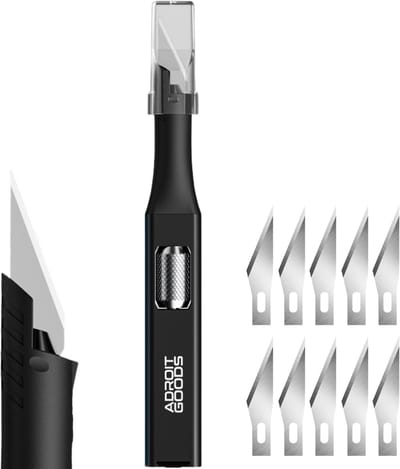 AdroitGoods Premium Precisiemes set – Duurzaam & Veilig Snijgereedschap - Snijmes - Hobbymes - Inclusief 10 mesjes - Zwart