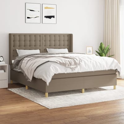 vidaXL - Boxspring - met - matras - stof - taupe - 160x200 - cm