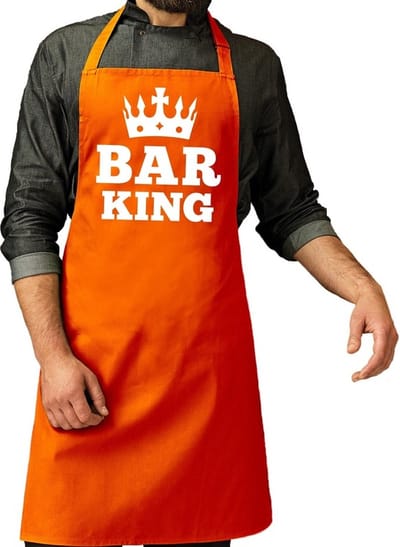 Oranje Bar King keuken schort - voor heren - Koningsdag - supporter accessoires - katoen One size