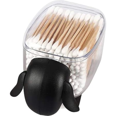 Mini Plastic Wattenschijfjes Opbergdoos Schattig Schaap Stofdicht Cosmetica Wattenschijfjes Opbergdoos Huishoudelijk zwart