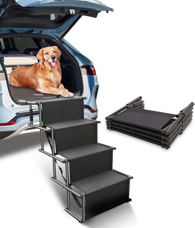 Opvouwbare Hondenhelling 4 Treden met Antislip Oppervlak voor Auto en Huis