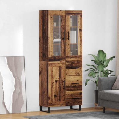 vidaXL - Highboard - 2 - st - Oud - Hout - 69,5 - x - 34 - x - 180 - cm - Bewerkt - hout