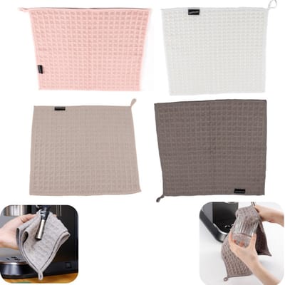 4 stuk sopdoek - schoonmaakdoek - koffiemachine schoonmaakdoek - bureau schoonmaakdoek - voor nat en droog gebruik - met ophangkoord - sterk absorberend - geschikt voor keuken, slaapkamer, bar (verschillende kleuren,30*30cm)