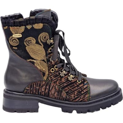 Laura Vita Kouleo Zwarte Dames Veterboots - Zwart - 36