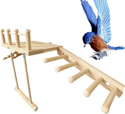 Vogelkooi Accessoires - Zitstang Ladder - Verveling Voorkomen - Natuurlijk Hout - 25 cm Lengte