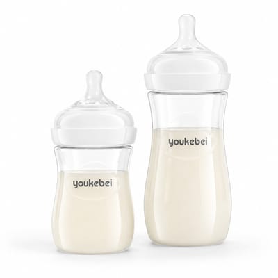 Gloovon® Babyfles Zuigfles - Anti-koliek Systeem & Brede Hals - Van BPA-vrij PP Materiaal met Speen - Transparant Wit 270 ml