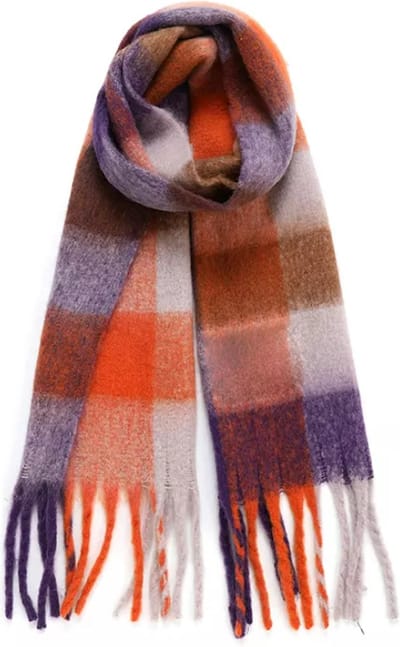 Oversized Geruite Sjaal Dames - Extra Zacht & Warm - Luxe Deken Sjaal met Franjes - Urban U - Chestnut Plum