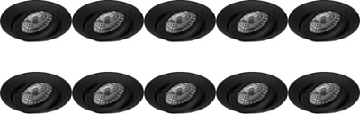 Spot Armatuur 10 Pack - Proma Uranio Pro - GU10 Inbouwspot - Rond - Zwart - Aluminium - Kantelbaar - Ø82mm