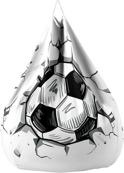 Zit zak katoen linnen 100x120 cm wit 3D voetbal print