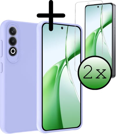 Hoesje Met 2x Screenprotector - Geschikt voor OnePlus Nord CE4 - Sterk & Shockproof - Back Cover - Siliconen Case - Telefoon Hoes - Lichtblauw