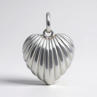 Cavill - Zilveren Hanger Hartvormig - 925 Sterling Zilver - Elegant Gegroefd Design - 21x15 mm - Tijdloos Sieraad - 1 93g