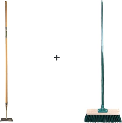 Synx Tools Rechte Schoffel 18cm + Buitenbezem groen - 160cm Steel met Hilt - Bezem met Steel 117cm - Schoffel