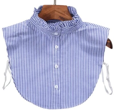 WiseGoods Premium Verstelbare Losse Kraag Katoen - Wit Blauw Gestreept - Boord Met Ruches - Blouse Accessoire - Dames Kleding