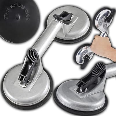 Dubbele Zuignap - Glaslift Vacuüm - Zware Objecten Verplaatsen - 100 kg Draagkracht - 115 mm Diameter - Zilver