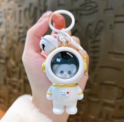 Creasowl® - Astronaut Kat - Sleutelhanger met Licht - Nachtlamp - Zaklamp – Glow-in-the-Dark Ruimte Sleutelhanger, Rugzaktalisman voor Studenten, Koppels en Cadeaus – Ruimte kat Accessoire