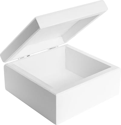 Creative Deco Klein Houten Doosje met Deksel | Wit | Geheugendoosje Baby | 10x10x5 cm (+/-0,5 cm) | Geschenkdoosje Sieradendoosje | Ideaal voor Decoupage, Opbergen