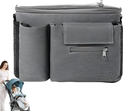 Kinderwagen Organizer - Babywagen Tas - Onderweg Boodschappen - Waterdicht Design - 25 cm Breed - Grijs