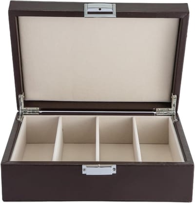 Opbergdoos Brillen - Zonnebrillen Etui - Veilig Opbergen - Met Slot - 26 cm - Bruin